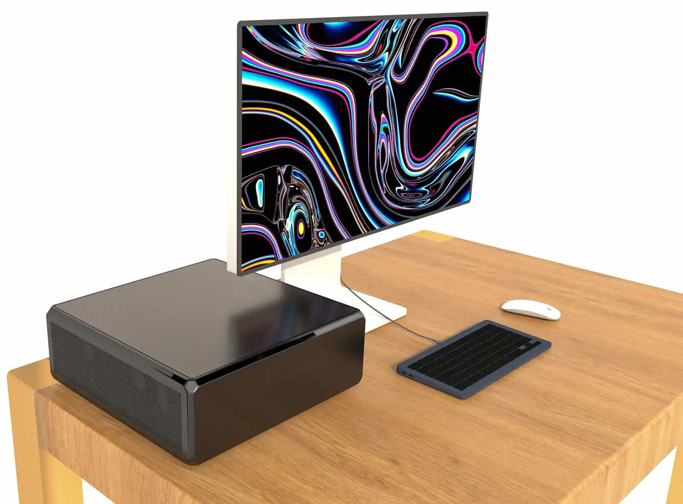Station de calcul IA compacte, posée sur un bureau